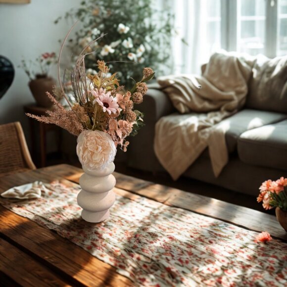 Boho Faux & Dried Floral Arrangement with Peony – Handmade Home Décor - Picture 11 of 12